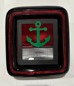 Boat Anchor in 3D - Black for w Green Jeep Wrangler JK/JKU/JL Rear Tail Light Covers (2019-2024) non Led Version - Gone Fishing