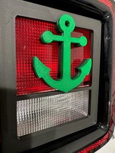 Boat Anchor in 3D - Black for w Green Jeep Wrangler JK/JKU/JL Rear Tail Light Covers (2019-2024) non Led Version - Gone Fishing