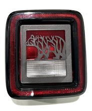 Load image into Gallery viewer, Bear Roots Style in 3D - Black Jeep Wrangler JK/JKU/JL Rear Tail Light Covers (2019-2024) non Led Version - Gone Fishing
