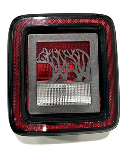 Bear Roots Style in 3D - Black Jeep Wrangler JK/JKU/JL Rear Tail Light Covers (2019-2024) non Led Version - Gone Fishing