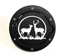 Load image into Gallery viewer, Deer Bambi Scene in 3D - Black with White Jeep Wrangler JK/JKU Flag Gas Cap Cover - I Believe UFO
