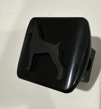 Load image into Gallery viewer, Doberman Dog Silhouette in 3D - 2 inch Trailer Hitch Cover Black - Beautiful Wag More
