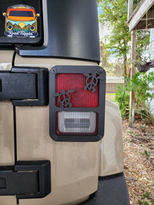 Dual Honu Peace Turtles in 3D Black For Jeep Wrangler JK/JKU Rear Tail Light Covers- Hawaiian Hawaii Hula