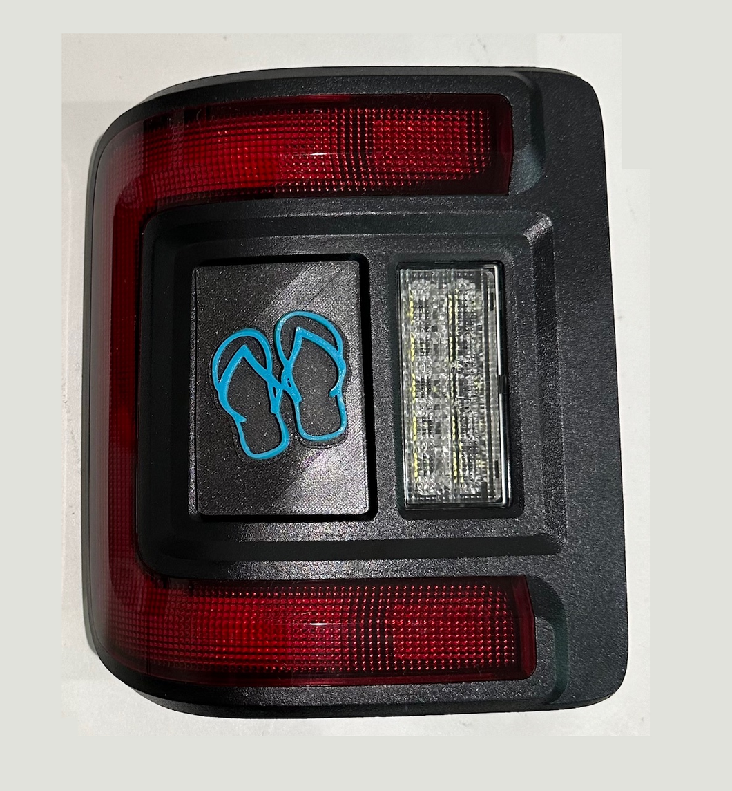 Flip Flop in 3D Blk w Baby Blue for Jeep Wrangler 2018-2024 JL Oracle Flush Lights - Custom Design - Hawaiian Hula Hibiscus