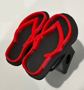 Flip Flop Slippah's in 3D - 2 inch Trailer Hitch Cover Black with RED - Hawaiian Lazy Flip Flops