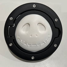 Load image into Gallery viewer, XXL Jack Skellington Face in 3D - Black with White Jeep Wrangler JK/JKU Flag Gas Cap Cover - Nightmare before Christmas Style
