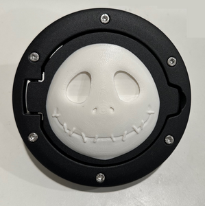 XXL Jack Skellington Face in 3D - Black with White Jeep Wrangler JK/JKU Flag Gas Cap Cover - Nightmare before Christmas Style