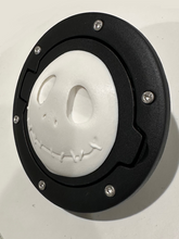 Load image into Gallery viewer, XXL Jack Skellington Face in 3D - Black with White Jeep Wrangler JK/JKU Flag Gas Cap Cover - Nightmare before Christmas Style
