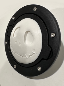 XXL Jack Skellington Face in 3D - Black with White Jeep Wrangler JK/JKU Flag Gas Cap Cover - Nightmare before Christmas Style