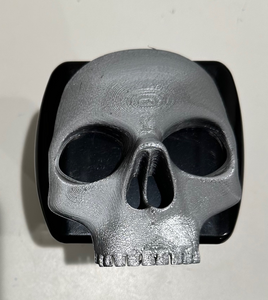 Scary Full Skull in 3D - 2 inch Trailer Hitch Cover Black with Grey - Spooky Halloween