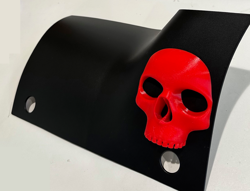 Scary Skull Face in 3d Blk w RED For Jeep Wrangler JL JLU & Jeep Gladiator JT 2/4 Door, Exterior 2PC - Cowl Cover - Spooky