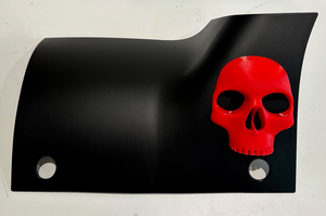 Scary Skull Face in 3d Blk w RED For Jeep Wrangler JL JLU & Jeep Gladiator JT 2/4 Door, Exterior 2PC - Cowl Cover - Spooky