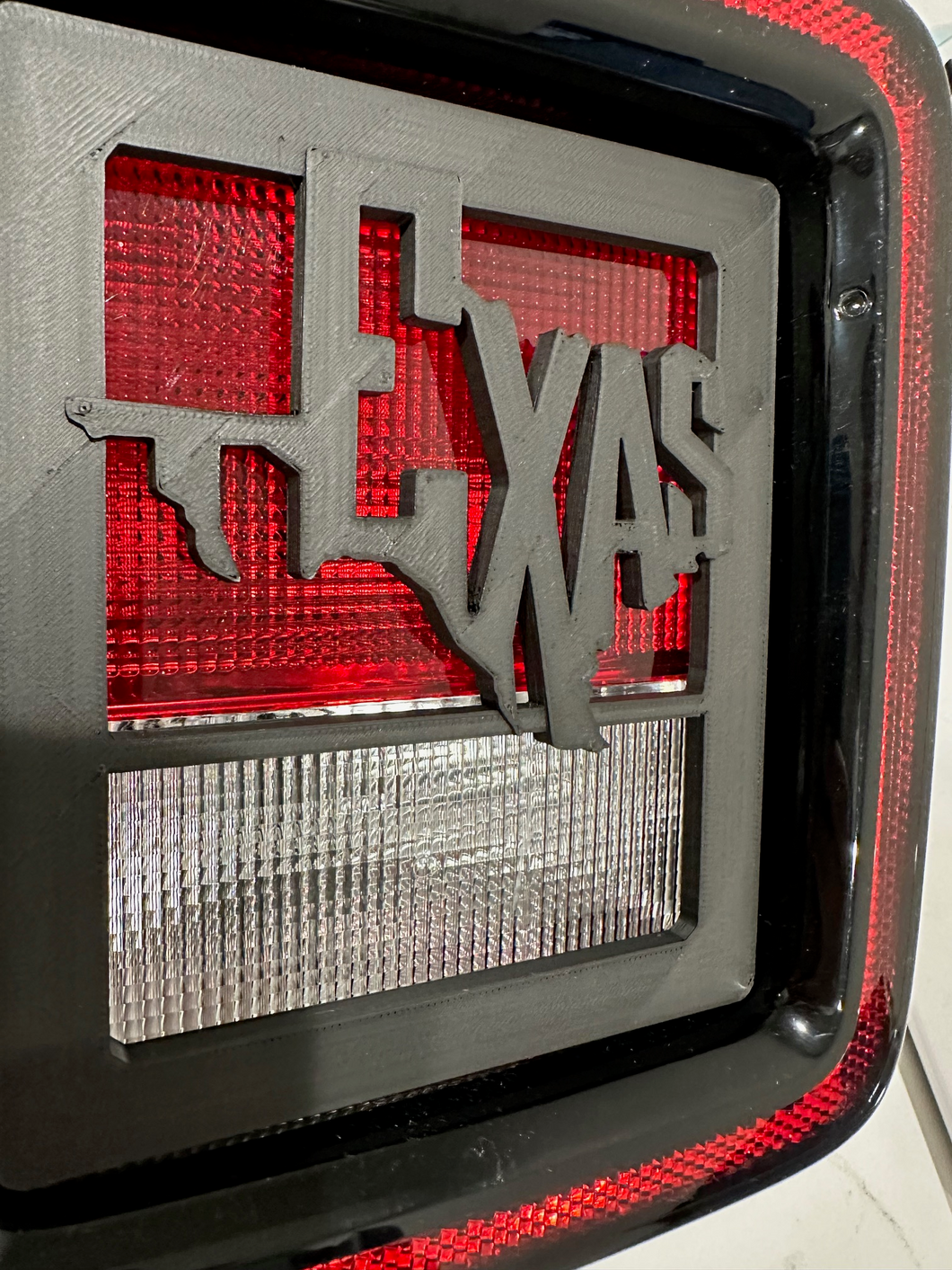 Texas Words in 3D - Black for Jeep Wrangler JK/JKU/JL Rear Tail Light Covers (2019-2024) non Led Version - Pride