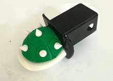 Load image into Gallery viewer, Turtle Shell with Spikes in 3D - 2 inch Trailer Hitch Cover Black with Green - Gamer Style
