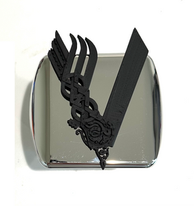 Viking Logo " V " in 3D - 2 inch Trailer Hitch Cover Chrome with Black - Warrior Battle Tested