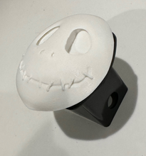 Load image into Gallery viewer, XXL Jack Skeleton Face in 3D - 2 inch Trailer Hitch Cover Black with White - Spooky Halloween
