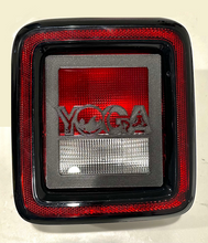 Load image into Gallery viewer, Yoga words with stretching in 3D - Black for Jeep Wrangler JK/JKU/JL Rear Tail Light Covers (2019-2024) non Led Version - Namaste
